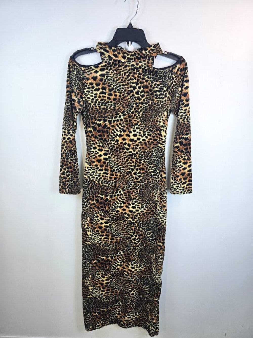 Leopard Cutout Bodycon Midi Dress Open Back M - Picture 3 of 12